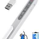 DINOSTRIKE White Presentation Clicker with Air Mouse Control, USB Type C Wireless Presenter Remote Clicker for Powerpoints Slide RF 2.4GZ Slide Advancer for Computer Laptop Mac