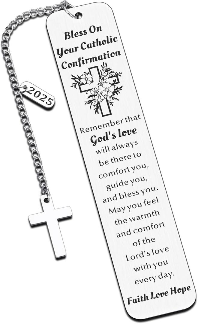 3 x Confirmation Gifts for Teen Girls Boys, 2025 Baptism Favors, Catholic Confirmation Gifts, Religious Christian Gifts for Women, Confirmations Keychain for Teen Girl Boy, Christian Bookmark