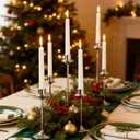 Joyyy Weighted Candlestick Holders Candle Stick Holder for Candlesticks, Vintage Metal Candelabra Candlestick Holders Candle Stand for Holiday Fireplace Party Dining Home Set of 6 (Silver)