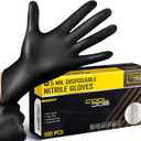 2 x COOLJOB 5 Mil Black Disposable Nitrile Gloves for Men, Heavy-Duty for Household Cleaning, Cooking, Working, Powder Free, S-XL