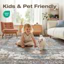 9x12 Area Rugs Living Room: Washable Vintage Rug Large Non-Slip Stain Resistant Ultra Soft Low Pile Pet Kids Friendly Carpets for Bedroom Dining Room Nursery Home Office Decor - Blue Brown