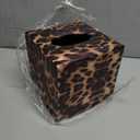 Leopard Cube Tissue Box 5.3 Inch PU Leather Square Modern Napkin Holder with Magnetic Closure for Living Room Bathroom Home Decor