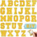 26Pcs Yellow Chenille Letters A-Z, Self Adhesive Chenille Letter Patches for Fabric Clothing