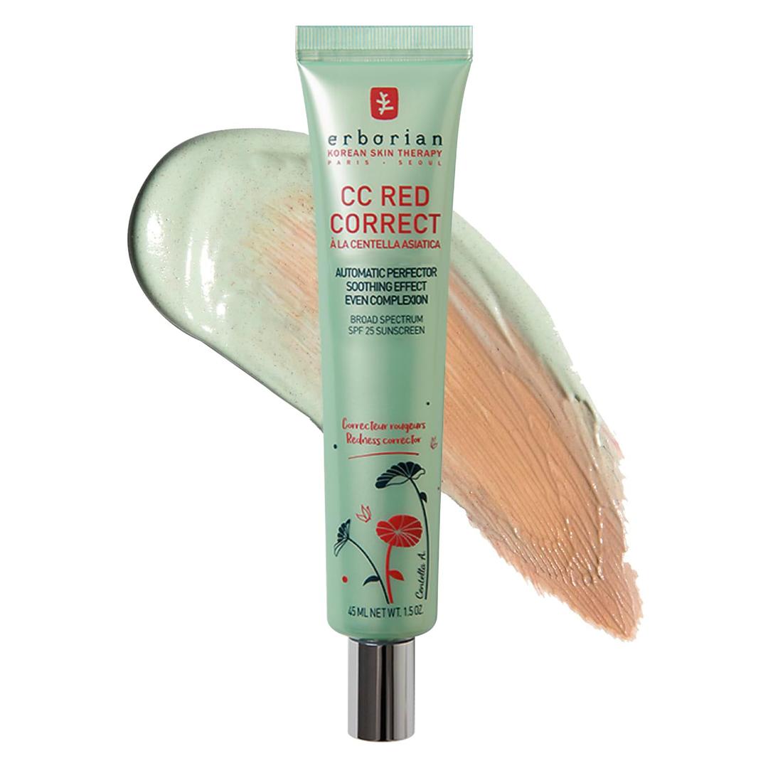 Erborian CC Red Correct - Skincare-First Green Color Corrector with Centella Asiatica, Illuminating Color Corrector with Redness Coverage & SPF 25 - Cica, Korean Skincare 1.5 Ounce (Pack of 1)