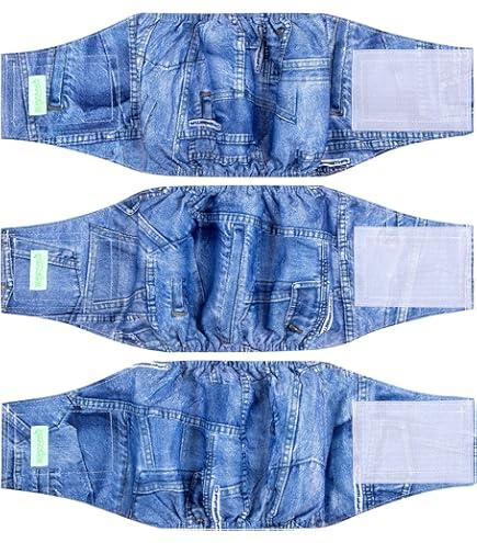 Wegreeco Jeans Washable Male Dog Diapers (Pack of 3)  Washable Male Dog Belly Wrap (Medium)