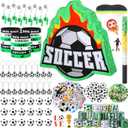 Hollowfly 162 Pcs Soccer Piata Soccer Party Favors with Blindfold Confetti Bat Mini Stress Balls Keychains Wristbands Whistles Eraser Slap Bracelet Stickers Sports Piata Birthday Party Decorations