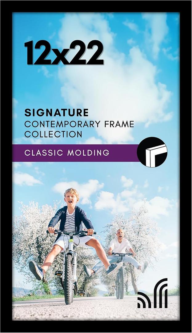 Americanflat 12x22 Picture Frame with Polished Plexiglass - Signature Collection - Gallery-Style Frames Made of Engineered Wood - Photo Frame for Wall Display - Black
