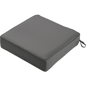 Classic Accessories Montlake Water-Resistant 25 x 25 x 5 Inch Square Outdoor Seat Cushion, Patio Furniture Chair Cushion, Light Charcoal Grey, Outdoor Cushion Cover