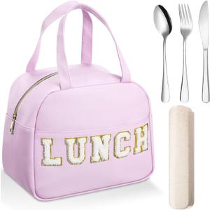 Sanwuta 5 Pcs Preppy Purple Lunch Box Set for Teen Girls Women Insulated Leather Cute Lunch Bag with Utensils Letter Thermal Bento Box for Teen Girls Kids Adult School Travel Office Sanwuta 5 Pcs Preppy Purple Lunch Box Set for Teen Girls Women Insulated Leather Cute Lunch Bag with Utensils Letter Thermal Bento Box for Teen Girls Kids Adult School Travel Office