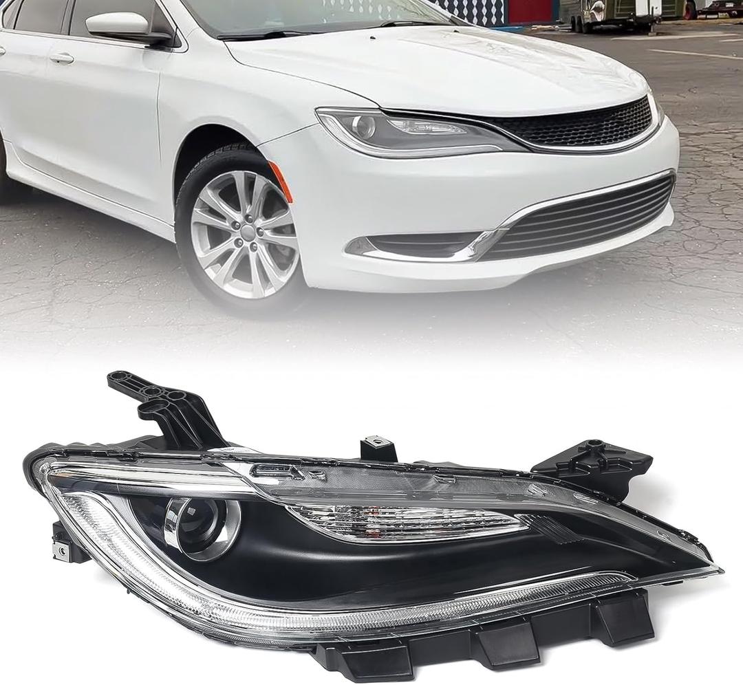 Huray Halogen Headlight Assembly Fit for Chrysler 200 2015 2016 2017 RH Projector Headlamp w/o LED DRL OE Style Replacement for CH2503260 68284785AA Right Passenger Side