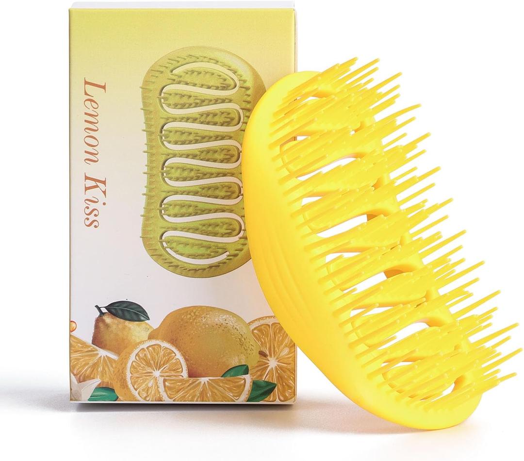 Scalp Massager and Shampoo Shower Brush, Detangling Hair Brush, Scalp Care Hair Brush Wet & Dry detangler for Men and Womenfor Straight/Curly/Thick/Long/Wavy/Damaged Hair, Yellow