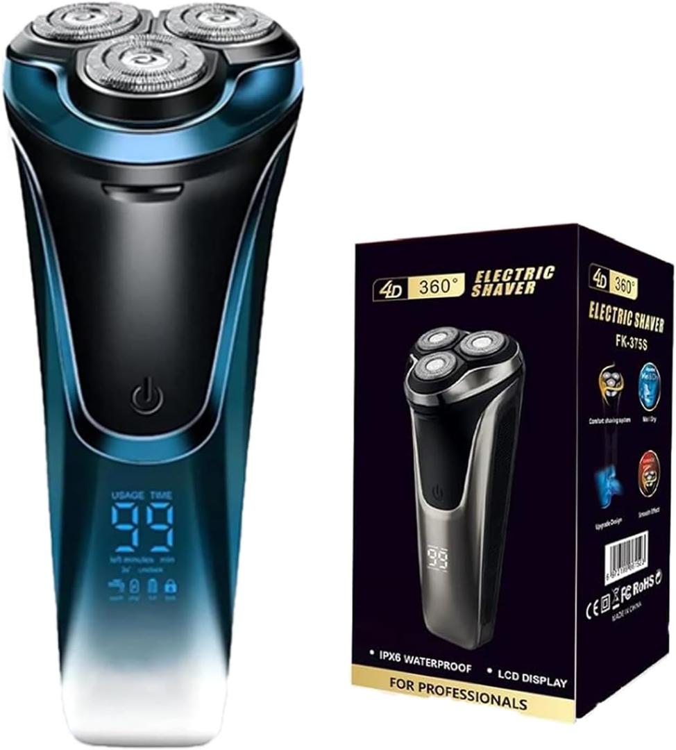 Snapbuy Electric Razor for Men, Snapbuy Electric Razor Pro of Father, 4D Floating Head Rotary Shaver,2025 New Electri c Shaver with LCD Display & Quiet Motor, IPX7 Waterproof (Blue)