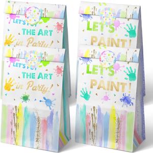 24 Art Birthday Party Favor Bags Painting Goodie Bags Rainbow Pastel Colorful Paint Party Favors for Kids Painting Birthday Party Decoration