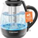Chefman Electric Kettle with Tea Infuser, 1.7L 1500W, Removable Lid for Easy Cleaning, Boil-Dry Protection, Stainless Steel Filter, BPA Free, Auto Shut Off Hot Water Boiler, Glass Electric Tea Kettle