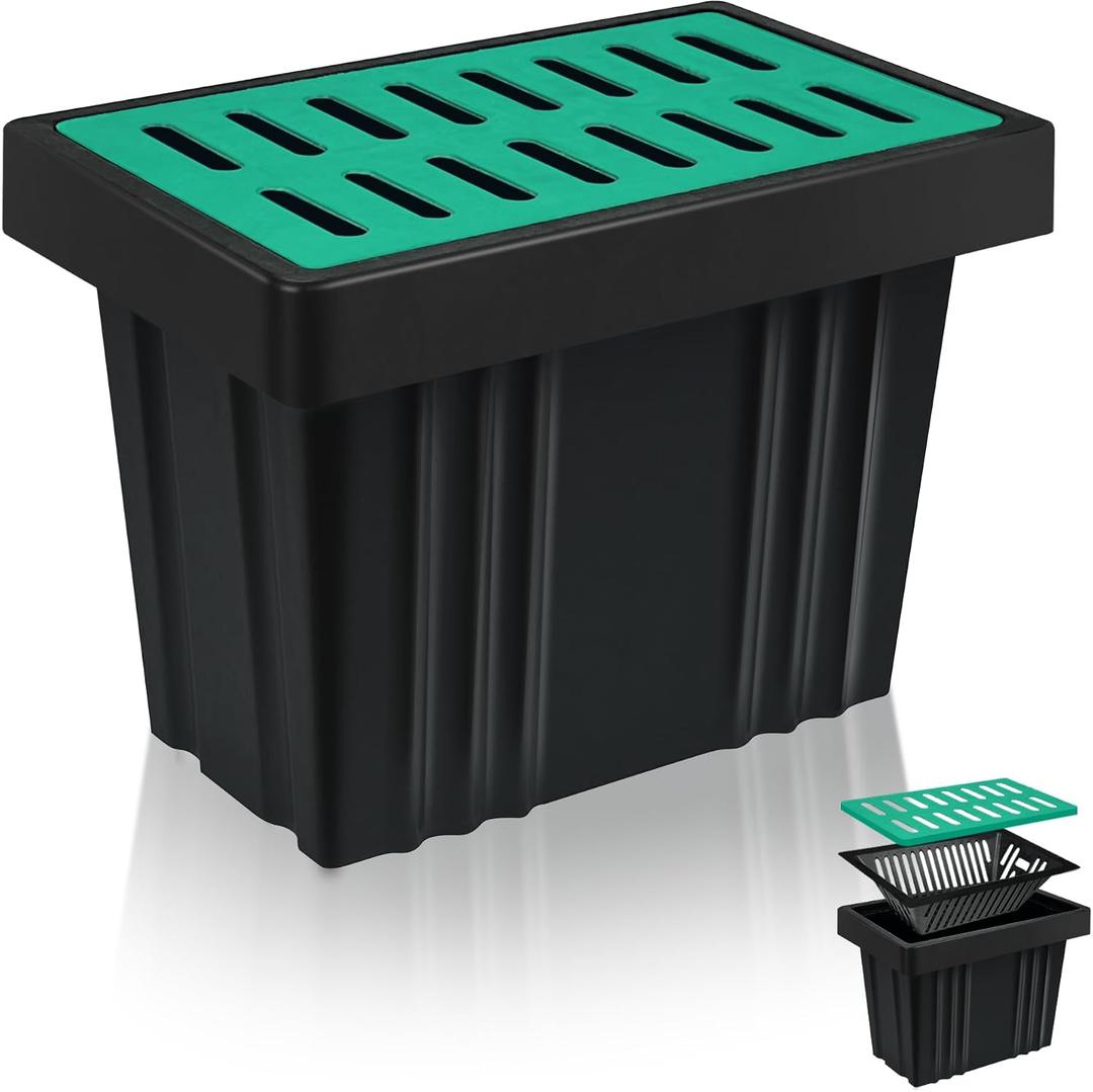 21.6"x13.9"x15.7" Catch Basin with Debris Filter Basket and Composite Grate