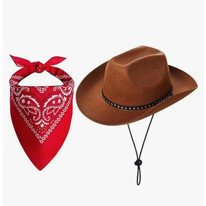 Cowgirl with Bandana Set Kids Baby Cowgirl Toddler Wide Brim Western for Halloween Themed Party Favors