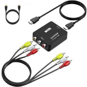 BD&M AV to HDMI Converter, RCA to HDMI, 1080P Mini RCA Composite CVBS Video Audio Converter Adapter Support PAL/NTSC for TV/PC/ PS3/ STB/Xbox VHS/VCR/Blue-Ray DVD Players