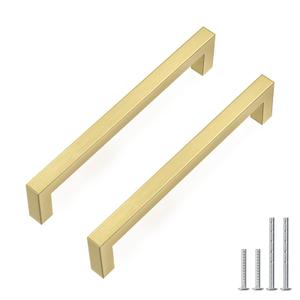 Goldenwarm 25 Pack 5 Inch Solid Cabinet Handles Gold Drawer Pulls Kitchen Cabinet Handles Square Bar Pulls Zinc Alloy Dresser Hardware for Cupboard Bedroom