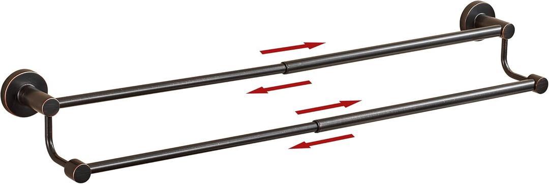 BigBig Home Bronze Double Towel Bar, Oil Rubbed Towel Holder Adjustable 15 to 28 Inch Bathroom, Rustic SUS 304 Stainless Steel Towel Rack for Wall Mounted Farmhouse ORB