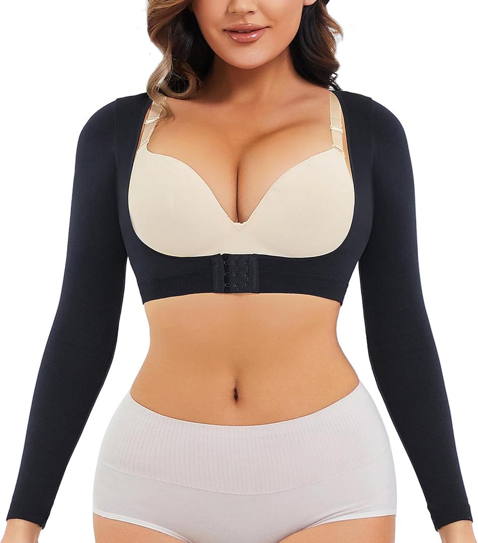 LODAY Upper Arm Shaper for Women Faja Post Surgery Slimming Compression Sleeves Shapewear Tops (Black, S/M)