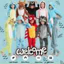 Kids Flannel Animal Onesie Costume Halloween Dress up Christmas for Girls and Boys (8 Years, Blue Dinosaur)