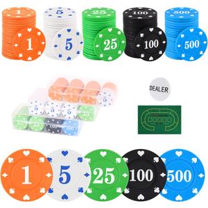 Plastic Poker Chips Set with Storage Box for Blackjack, Texas Hold'em, Night Poker Games