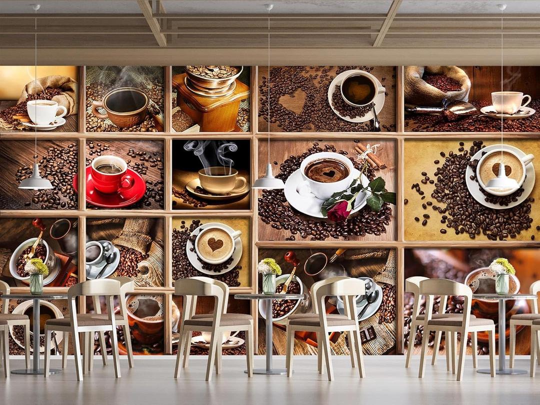 Espresso Coffee Wall Mural Wallpaper for Bedroom 98" x 71"(W x H) (No.26)