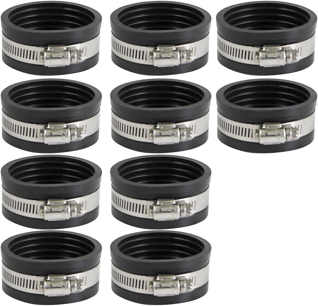 3952x10 Flexible Pvc Pipe Cap with Stainless Steel Clamps, 3 Inch Black (Pack of 10)