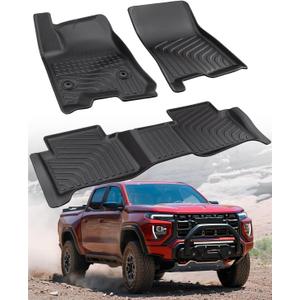 CreekT for Chevy Colorado & for GMC Canyon Floor Mats 2023-2025 2026, for Chevy Colorado ZR2 Z71 & for GMC Canyon AT4 All Weather Trunk Mats Waterproof Rubber Carpet Accessories 2026 2025 2024 2023