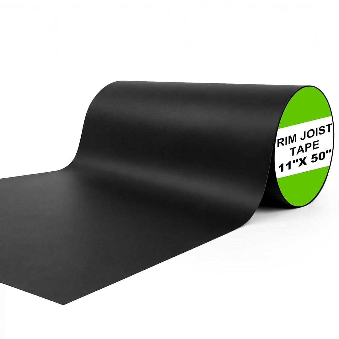 Feifeiya 11" x 50' Butyl Deck Joist Tape Flashing and Ledger Protect Rim Tape Waterproof Black Wheel Rim Support Belt for Decking Seal Wood Beams Roof Terraces Crossbeams