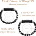 WONMILLE Beaded Bracelet Compatible with Fitbit Charge 6 Bands/Fitbit Charge 5 Bands Women, Elastic Stretch Bracelets Jewelry Strap Replacement for Charge 6/Charge 5 Fitness Tracker L