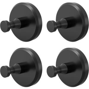 JUYSON Suction Cup Hooks for Shower, Towel Hooks for Bathrooms, Suction Hooks for Windows, Glass, Mirror, Tile, No Drill Shower Hooks for Hanging Loofah, Robe, Matte Black, 4 Pack