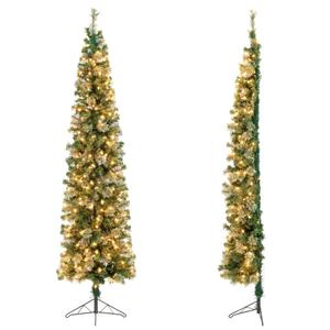 7ft Pre-lit PVC Artificial & Pine Needles Half Christmas Tree w/ 150 Lights