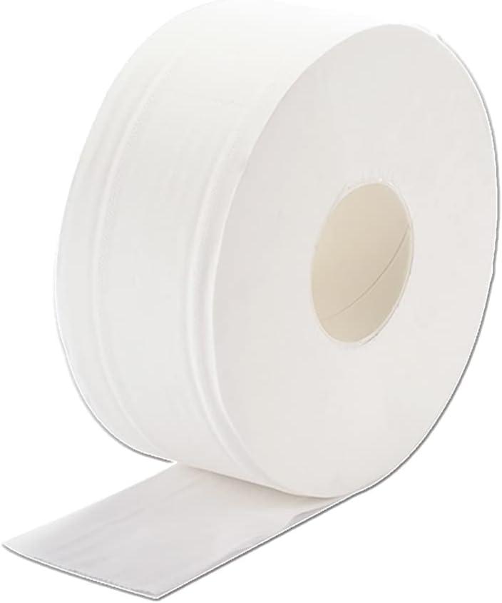 12 Pack Commercial 3 Ply Jumbo Tissue Roll, 8'' Diameter (20cm), White, (4 Rolls/Carton)