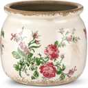 Vintage Planter Large Ceramic Plants Pot Beige Pink French Rose Ice Crack Cottage Scroll Vase Flower Vase Pot Indoor Plants Home Kitchen Decor Farmhouse Antique Decorative Gifts