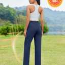 PINSPARK Wide Leg Yoga Pants Women High Waisted Workout Pants UPF 50+ Drawstring Sweatpants with 4 Pockets (Blue, M)