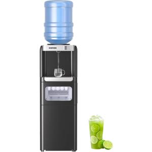 ICEPURE Water Cooler Dispenser with Build-in Ice Maker, Hot and Cold Water Dispenser with Bullet Ice Maker, 33lbs/24H, Child-Lock,Top Loading