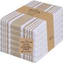 Urban Villa Kitchen Towels 100% Cotton Dish Towels for Kitchen (Set of 6)20x30 Dish Cloths Highly Absorbent Kitchen Linen Set with Hanging Loop Perfect for Drying Dishes Cleaning Towels-Taupe White