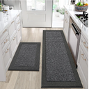 BEQHAUSE Kitchen Rugs and Mats Set of 2 Non-Slip Kitchen Mats for Floor, Absorbent and Stain Resistant Kitchen Runner, Machine Washable Rugs for Kitchen, Laundry & Sink, 24"x36"+24"x60", Charcoal