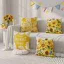 Watercolor Sunflower Butterfly Summer Pillow Covers Throw Pillow Cases Set of 4 Decorations for Home Sofa Cushion Cover Party Holiday Decor 16x16 Inch