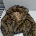 ELLEVEN Women's Two-Tone Faux Fur Coat - Fluffy Winter Jacket with Lapel Collar, Hooks & Pockets (Medium, Black & Brown)