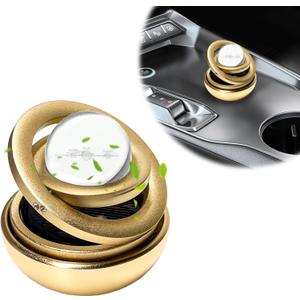 Car Solar Energy Air Freshener, Solar Powered Rotating Air Purifier Aromatherapy Diffuser, Rotatable Interior Fragrance for Car Office Home Decoration, Car Accessories (Golden)