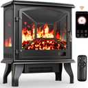 Silonn Electric Fireplace Heater, Quick Heating Portable Fireplace with App & Remote,24 Electric Corner Fireplace Low Noise with 5 Brightness Levels,Temp Control & Timer for Living Room,Bedroom,Black