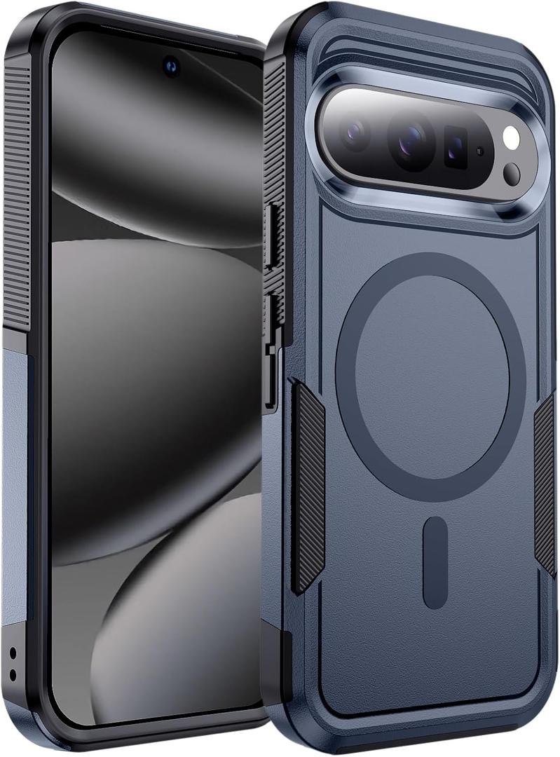 hitfine Magnetic for Google Pixel 10 Pro XL Case[Compatible with Magsafe][Rugged Military Grade Shockproof][Scratch Resistant] Full-Body Sturdy Slim Protective Phone Cases Cover (Blue/6.8 Inch)