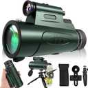 Monocular Telescope with Lights HD Monoculars 80x100 for Adults High Powered Monocular for Hunting with Smartphone Holder & Tripod, Handheld Telescope Suitable for Bird Watching Stargazing-Green