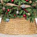 KOLWOVEN 24in Christmas Tree Collar, Christmas Tree Ring Adjustable Water Hyacinth Skirt, Christmas Tree Skirt for Decoration, Base Protection from Pets (Water Hyacinth)