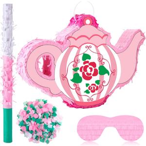 Lewtemi Tea Pot Piata for Birthday Party Colorful Piata with Stick, Blindfold, Confetti for Adults Birthday Baby Shower Party Supplies(Tea Pot)