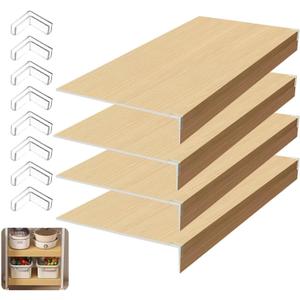 Wire Rack Covers with Faux Wood Design, Thickened PVC Removable Shelf Liners, Easy to Clean for Kitchen Cabinets Closets, 1692in, 0.3in Thick
