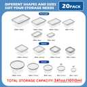 40 Pcs 84oz Large Food Storage Containers with Lids, Reusable Meal Prep Containers for Kitchen Storage, Airtight Leakproof & BPA-Free Freezer, Microwave & Dishwasher Safe