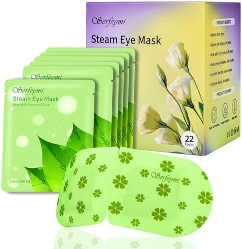 Serfeymi 22 Packs Steam Eye Masks Relieve Eye Fatigue, Self Heating Warm Eye Mask, Disposable Eye SPA Heated Eye Mask for Dry Eyes, Dark Circles, Tired Eyes, Gifts for Mother's Day (Unscented)